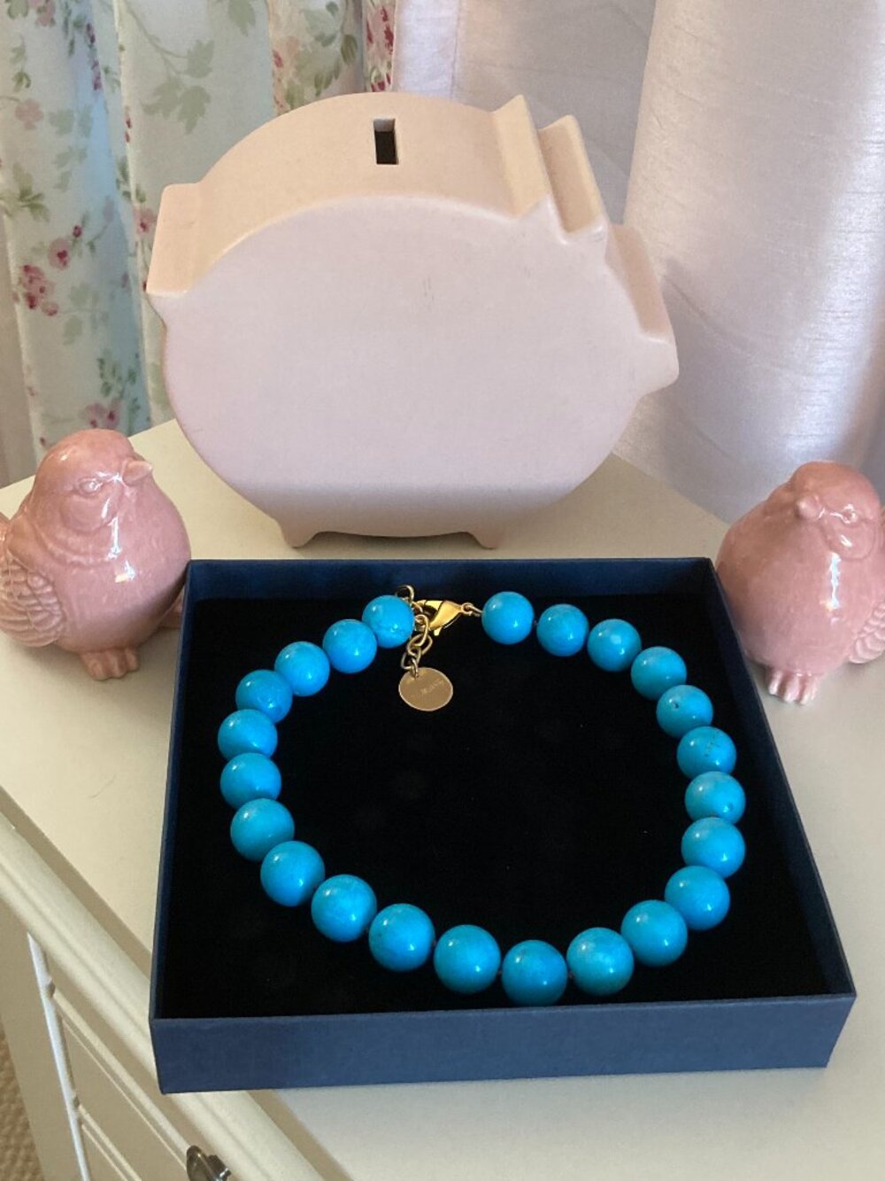 Dina Mackney jumbo 17mm beaded turquoise howlite stone necklace